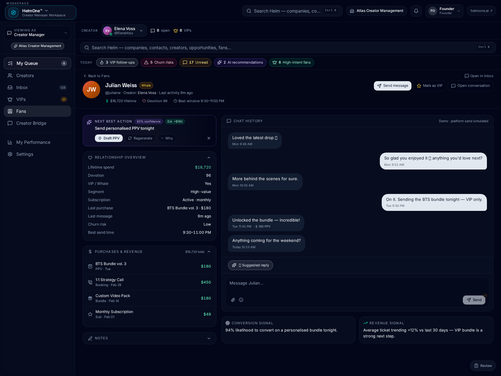 Fan Intelligence — VIP profile