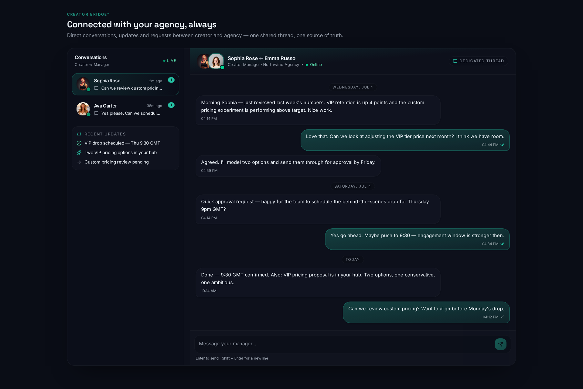 Creator Bridge™ — Direct messaging